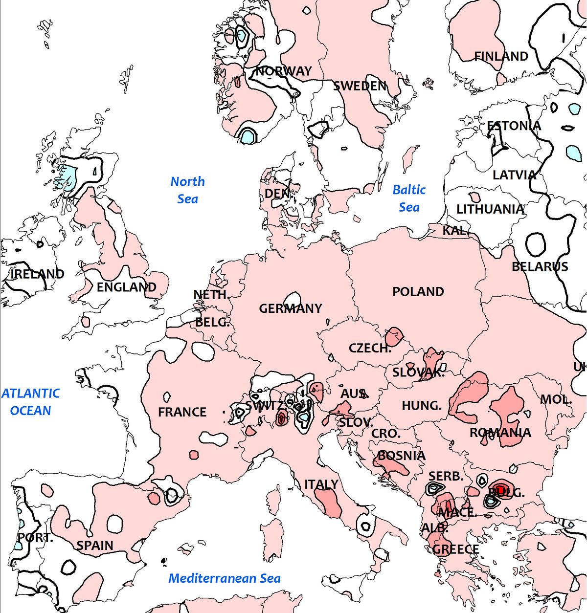 temperature août Europe 2019