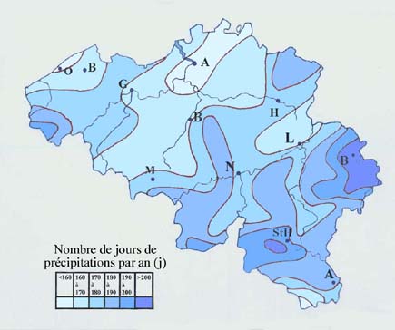 Jours de précipitations annuels